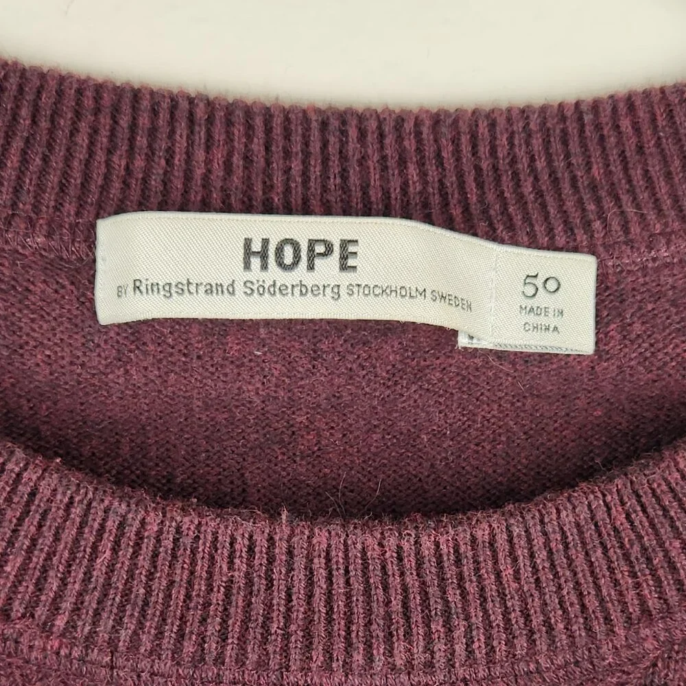 HOPE Stockholm Unisex Knit Crewneck Rule Sweater Burgundy sz 50 (US L)